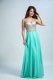 Fantastic Aqua Blue Empire Chiffon V-neck Sleeveless Beading and Appliques Floor Length Zipper Prom Gown