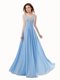 Blue Side Zipper Prom Evening Gown Beading Sleeveless Floor Length