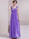 Low Price Cap Sleeves Chiffon Ankle Length Side Zipper Prom Gown in Lavender with Sequins and Ruching