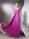 Graceful Rose Pink Empire V-neck Cap Sleeves Tulle Floor Length Zipper Beading and Ruching Prom Dresses