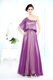Glorious One Shoulder Purple Half Sleeves Floor Length Beading Side Zipper Prom Party Dress