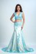 Mermaid Chiffon Sleeveless With Train Prom Evening Gown Brush Train and Beading and Pattern
