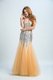 Strapless Sleeveless Homecoming Dress Floor Length Sequins Gold Tulle and Sequined