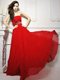High Quality With Train Lace Up Prom Party Dress Red for Prom and Party with Beading and Ruching Brush Train