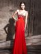 Wonderful V-neck Cap Sleeves Backless Dress for Prom Coral Red Chiffon