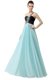 Modern One Shoulder Sleeveless Homecoming Dress Floor Length Beading and Ruffles Blue And Black Chiffon