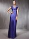 Fancy Floor Length Side Zipper Purple for Prom and Party with Beading
