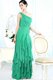 Luxurious One Shoulder Green Chiffon Side Zipper Prom Gown Sleeveless Floor Length Appliques