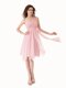 Customized One Shoulder Sleeveless Lace Up Prom Evening Gown Baby Pink Chiffon