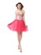 Best Selling Coral Red Zipper Prom Gown Beading Sleeveless Knee Length