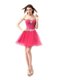 Coral Red Sleeveless Organza Lace Up Prom Dress for Prom and Party