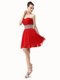 Red Chiffon Lace Up Sweetheart Sleeveless Mini Length Prom Gown Beading and Ruffles