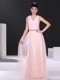 Dazzling Floor Length Side Zipper Homecoming Dress Pink for Prom and Party with Beading and Ruching