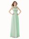 Scoop Sleeveless Zipper Floor Length Beading and Bowknot Dress for Prom