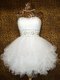 Latest Strapless Sleeveless Lace Up Prom Gown White Organza