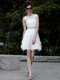 Delicate Scoop White Sleeveless Mini Length Beading and Belt Zipper