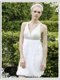 Ideal Column/Sheath Prom Party Dress White V-neck Chiffon Sleeveless Knee Length Criss Cross