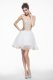 Knee Length Zipper Evening Dress White for Prom and Party with Beading and Lace