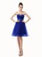 Stunning Royal Blue Dress for Prom Prom and Party and For with Ruffled Layers and Sequins and Ruching Sweetheart Sleeveless Lace Up