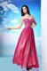 Elegant Scoop Fuchsia Chiffon Side Zipper Prom Gown Sleeveless Floor Length Beading