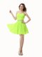 Sumptuous Knee Length Zipper Green for Prom and Party with Beading