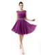 Scoop Cap Sleeves Beading and Ruffles Side Zipper Prom Gown