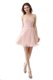 Pink Sleeveless Mini Length Beading and Ruching Zipper Dress for Prom
