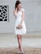 White One Shoulder Neckline Lace and Ruffles Prom Evening Gown Sleeveless Zipper