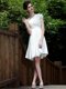 Stunning One Shoulder Sleeveless Prom Party Dress Knee Length Beading White Chiffon