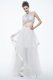 Elegant Scoop Sleeveless Zipper Prom Dress White Chiffon