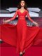 Glamorous Floor Length Red Evening Dress Chiffon Sleeveless Lace