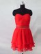 Luxury Sweetheart Sleeveless Zipper Dress for Prom Red Organza