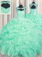 Pick Ups Scoop Sleeveless Lace Up Quinceanera Gown Apple Green Organza
