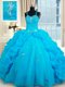 Straps Baby Blue Sleeveless Beading and Pick Ups Floor Length Sweet 16 Dress