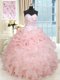 New Arrival Baby Pink Sweetheart Lace Up Beading and Ruffles and Pick Ups Quinceanera Dress Sleeveless