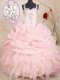 Traditional Straps Baby Pink Sleeveless Floor Length Beading and Ruffles and Pick Ups Zipper Quinceanera Dress