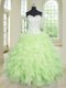 Yellow Green Lace Up Sweetheart Beading and Ruffles Sweet 16 Dresses Organza Sleeveless