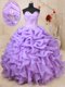 Lavender Lace Up Sweetheart Beading and Ruffles and Pick Ups Quinceanera Gowns Organza Sleeveless