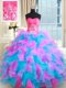 Fantastic Sweetheart Sleeveless Organza Quince Ball Gowns Beading and Ruffles Zipper
