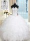 Floor Length White Sweet 16 Dresses Sleeveless Lace Up