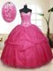 Exquisite Sequins Floor Length Hot Pink Quinceanera Gowns Sweetheart Sleeveless Lace Up