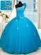 Customized One Shoulder Sleeveless Tulle Quinceanera Gown Beading and Appliques and Hand Made Flower Zipper