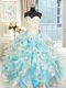 Multi-color Ball Gowns Sweetheart Sleeveless Organza Floor Length Lace Up Beading and Ruffles Quinceanera Dress