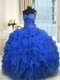 Royal Blue Lace Up Vestidos de Quinceanera Beading and Ruffles Sleeveless Floor Length