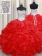 Captivating Sleeveless Beading and Ruffles Lace Up Quinceanera Gowns