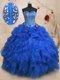 Floor Length Royal Blue Sweet 16 Dress Sweetheart Sleeveless Lace Up