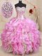 Graceful Sequins Ball Gowns 15th Birthday Dress Lilac Sweetheart Organza Sleeveless Floor Length Lace Up