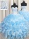 Floor Length Ball Gowns Sleeveless Light Blue Quinceanera Dress Lace Up