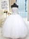 High End Sequins White Sleeveless Tulle Lace Up Sweet 16 Dress for Military Ball and Sweet 16 and Quinceanera