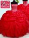 Pick Ups Floor Length Red Ball Gown Prom Dress Sweetheart Sleeveless Lace Up